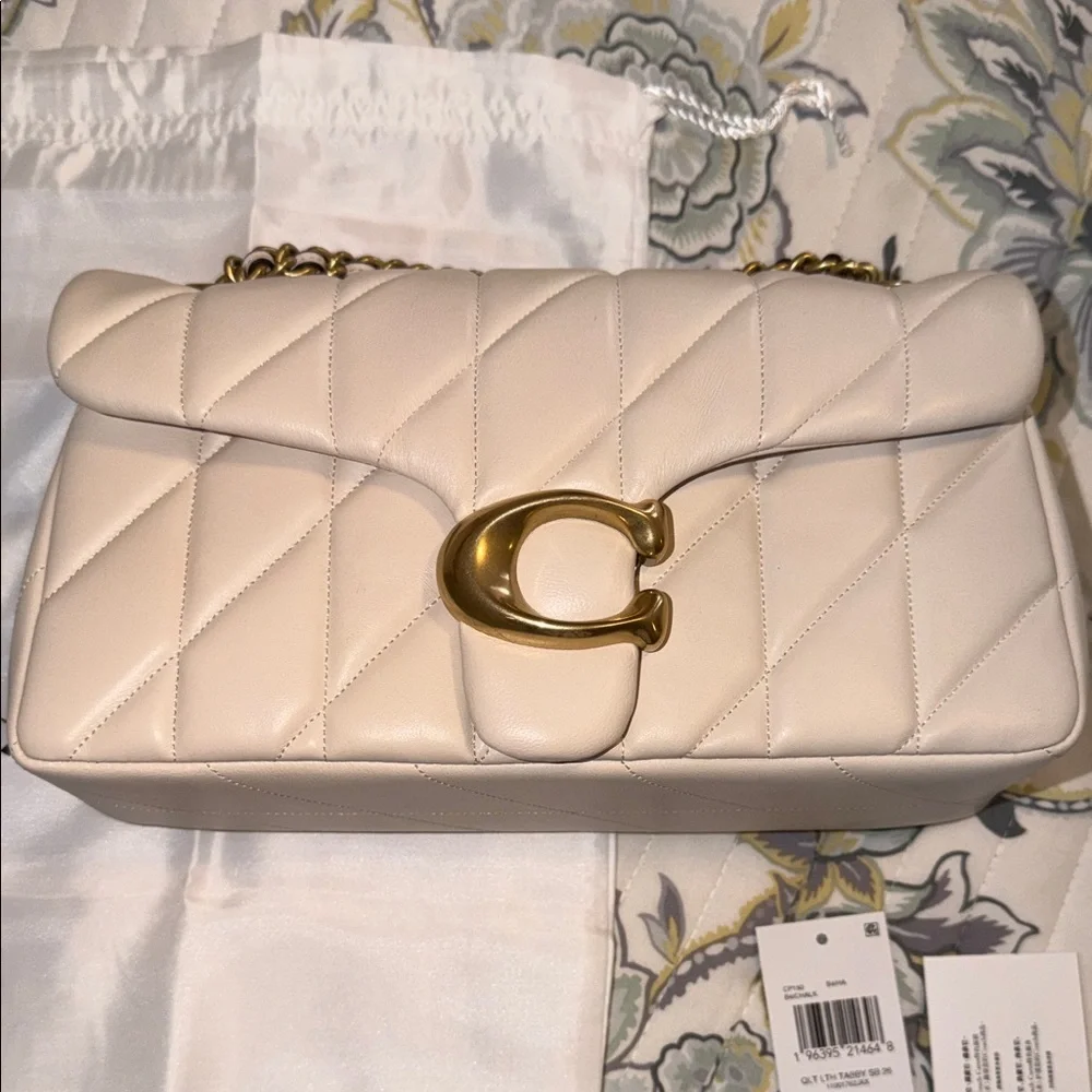 Coach Quilted Tabby 26 in Chalk with Brass hardware - Picture 5 of 14